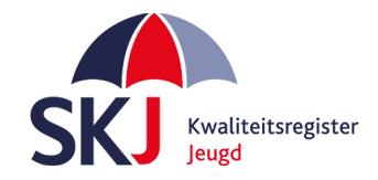 Logo SKJ - Stichting kwaliteitsregister jeugd. Het Kwaliteitsregister Jeugd (SKJ) is hét beroepsregister voor jeugdprofessionals in Nederland.